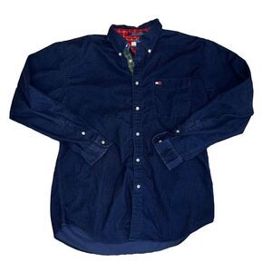 Vtg Tommy Hilfiger Button Down Dress Shirt Boy's Size XL Blue 100% Cotton Shirt